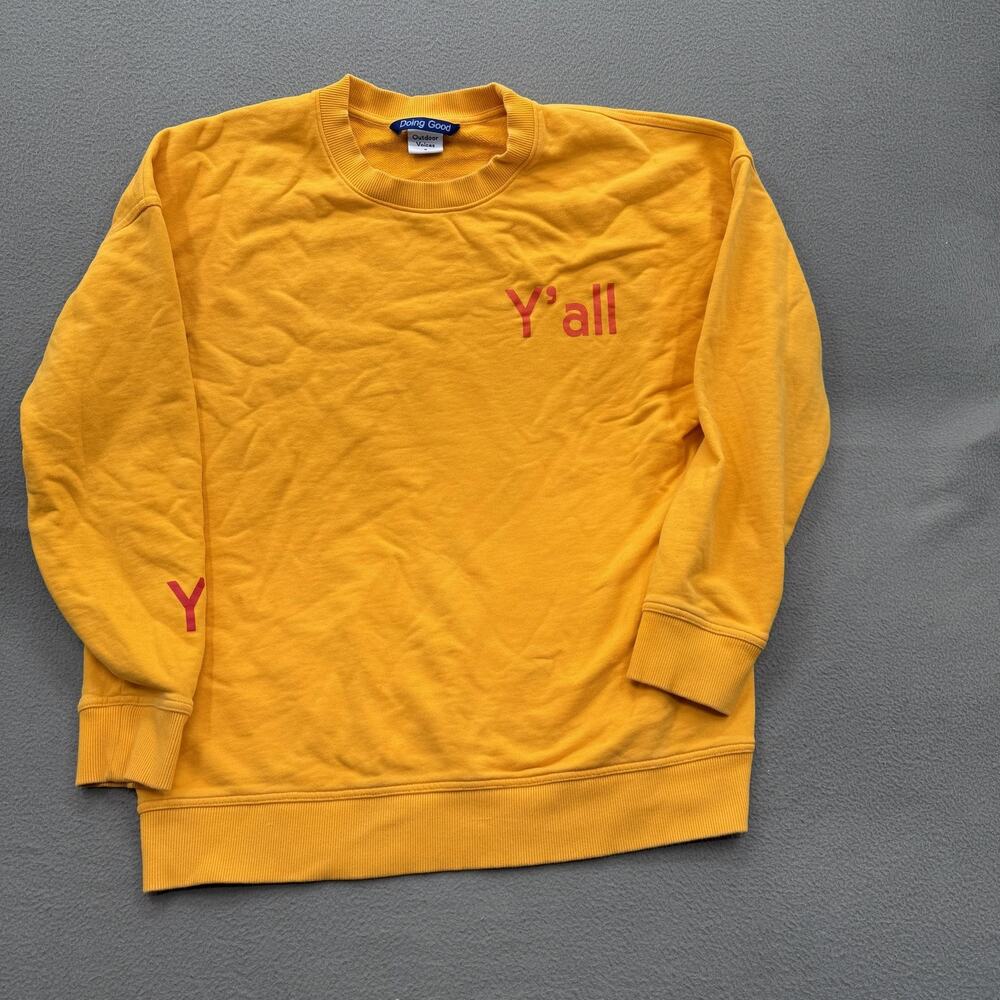 Outdoor Voices Sweatshirt Mens‎ Medium Yellow Y'all Crewneck Cotton Pullover